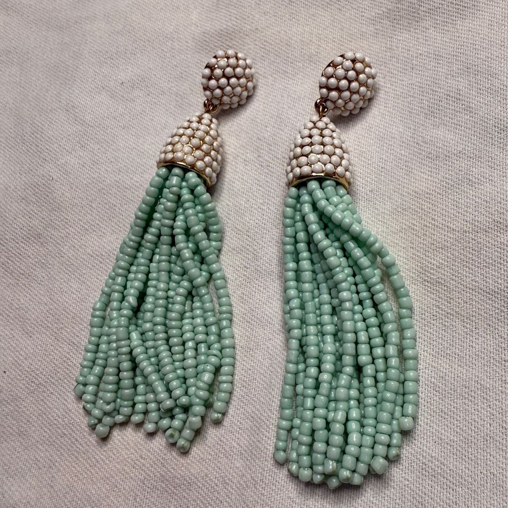 Baublebar Teal & Cream Colored Party Office Evening Earrings